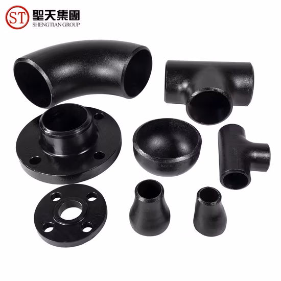 ASTM A234 Wpb/A105/ASME B16.9/En/DIN/JIS/ISO 1/2polegada-48polegadas Aço carbono/Aço inoxidável Soldagem de topo Conexões para tubos Tampa T Curva Redutor Cotovelo